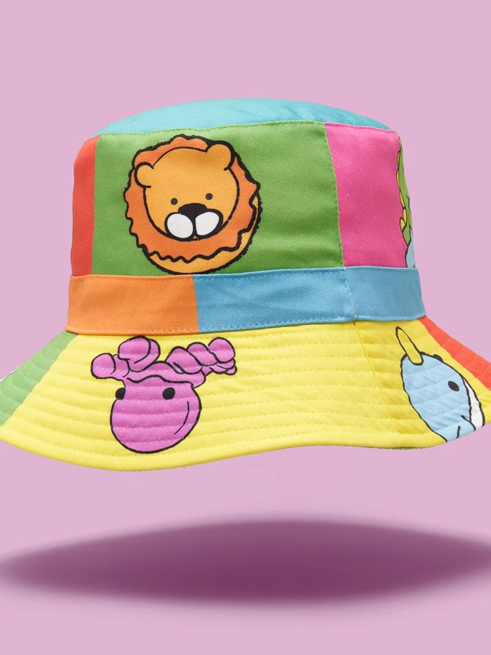 Woobles Bucket Hat Colorblock Reversible Animal Print